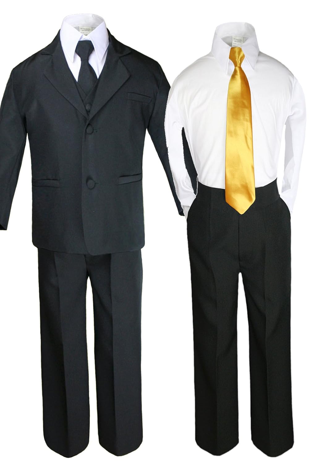 6pc Boys Suit with Satin Yellow Necktie from Baby to Teen (16)