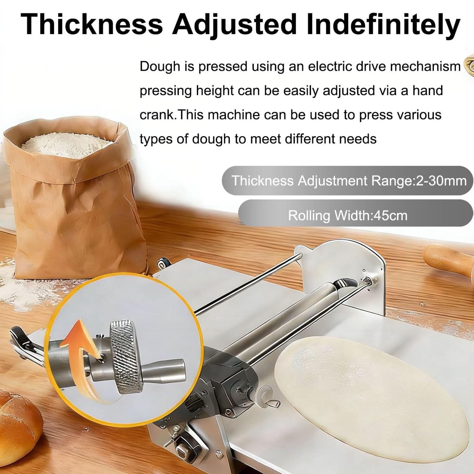 Sfogliatrice Automatica Per Pasta Sfoglia, Sfogliatrice Pasticceria Elettrico, Macchina Per Pasta Sfoglia, Spessore Regolabile 2-30 Mm, Laminatrice Per Pasta Per Panetteria, Pizza E Croissant