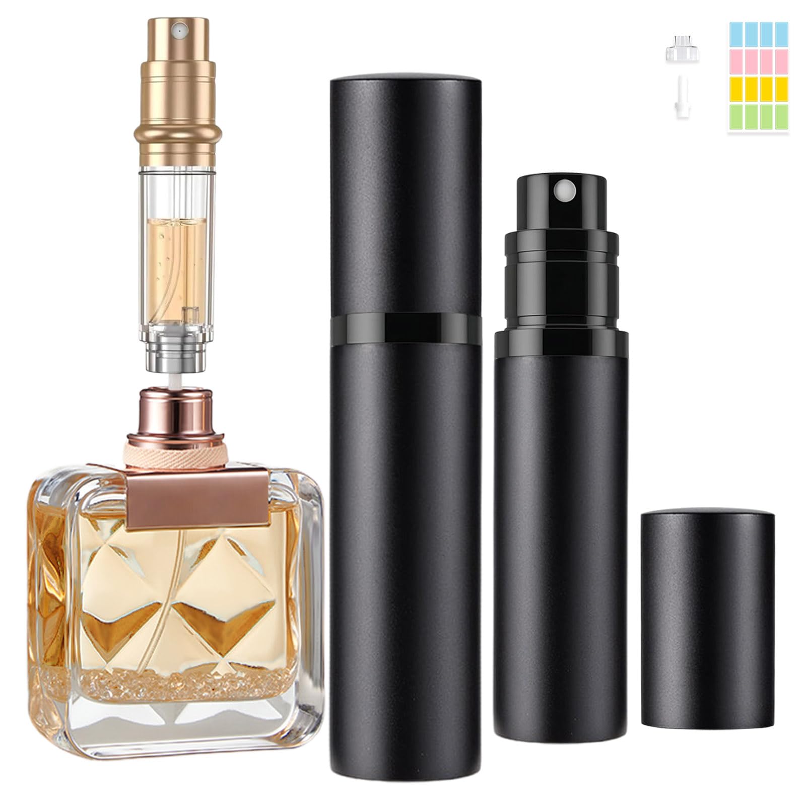 D-LOTUS Perfume Atomizer Bottle Refillable, Travel Cologne Sprayer Atomizer, Portable Mini Scent Pump Case, Refill Perfume Dispenser Container, Empty cologne bottles for Men and Women, 5 ml, Black