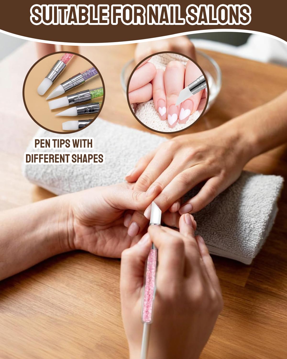 5 Pezzi Pennelli in Silicone per Unghie, Silicone Nail Art Sculpture Pen, Pennelli in Nail Gel Scultura Penna Matita Strumento Per Unghie Art Design Decorazione Kit