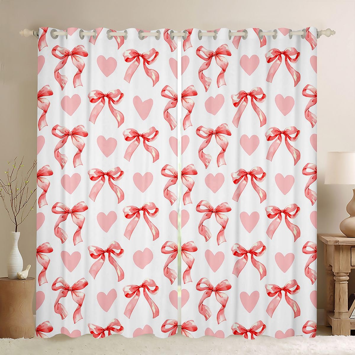 Lot de 2 rideaux de fenêtre en forme de cœur pour garçons et filles - Taille L - Motif princesse - 175 x 140 cm