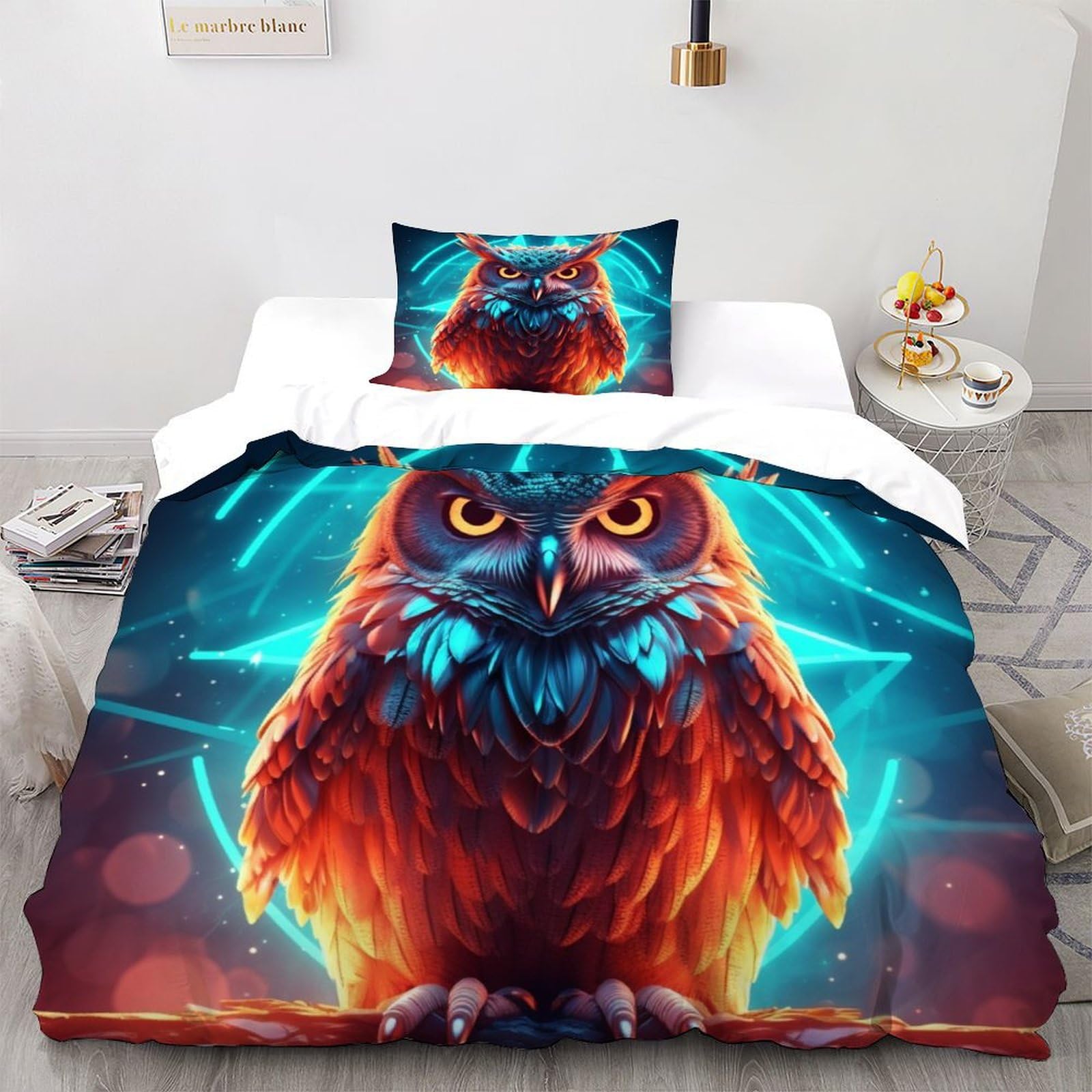 Housse de couette hibou wild animals pour décorer une chambre ado ou adulte ambiance nature