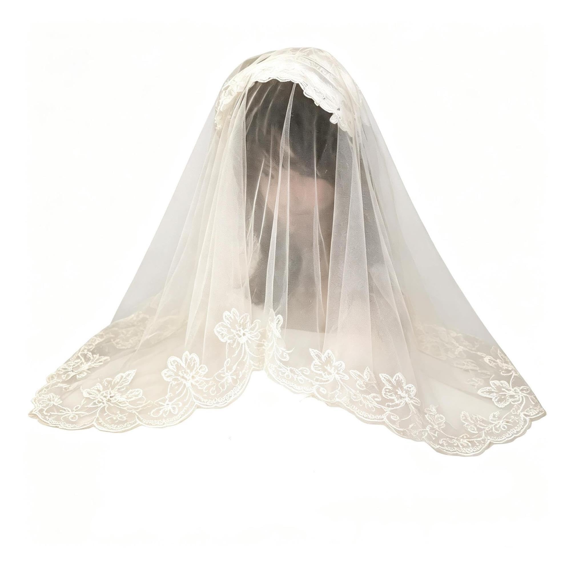 Velo da Sposa Velo di Pizzo Bianco da Donna in Stile Francese