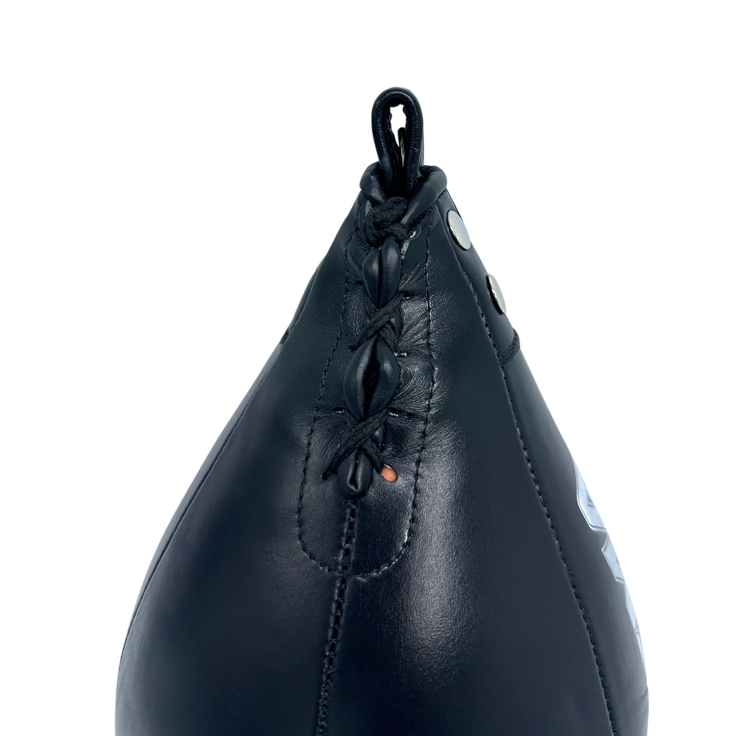 TMA Boxing Speed Ball Real Leather, Double End, Heavy, Speed Bag, MMA, Speed Training with Hanging Swivel (Black)