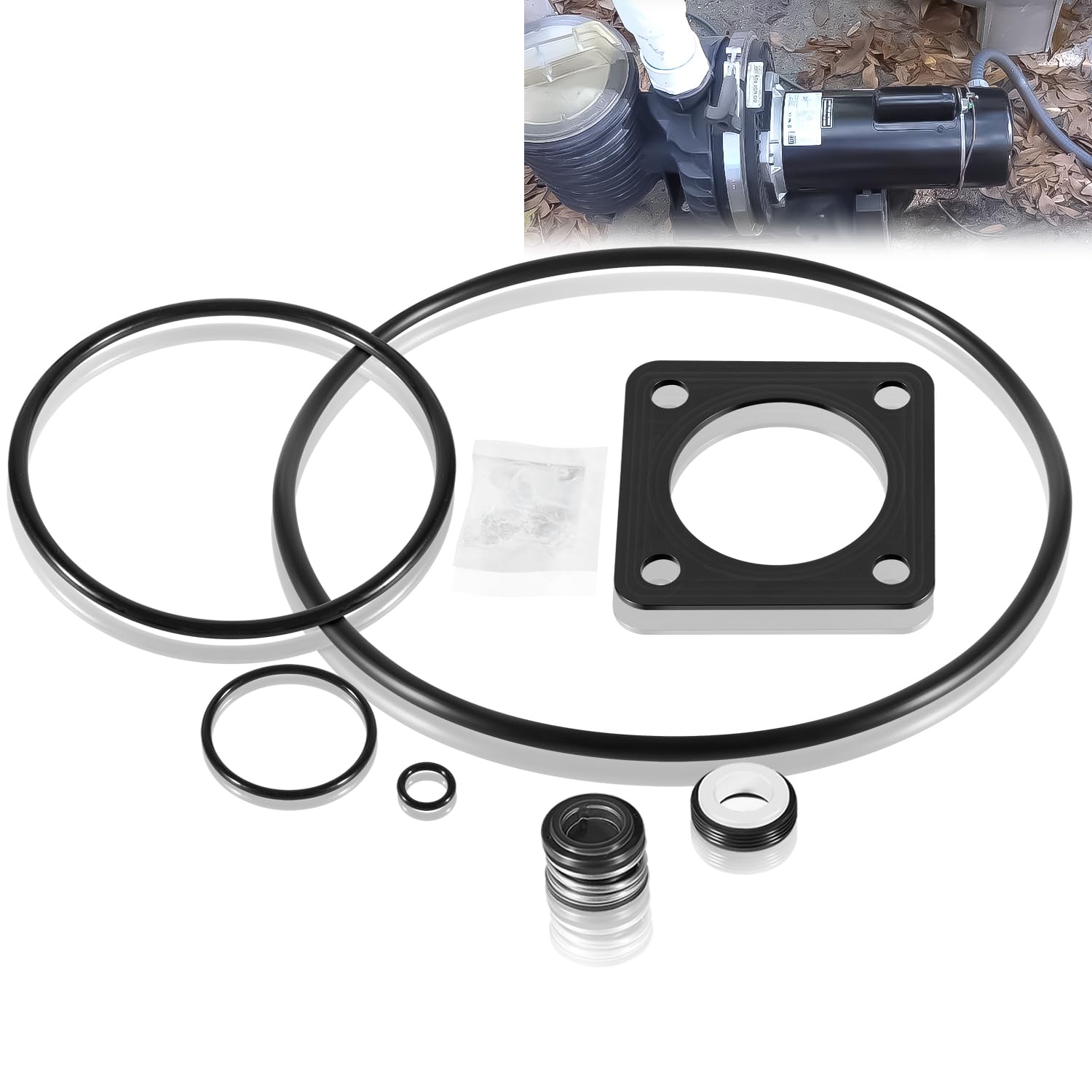 ZEZHIMI O-Ring Rebuild Kit (Pre 1998) with PS-100 Shaft Seal for Sta-Rite P2RA and P2R Dura-Glas Series Max-E-Glas Pump Repair Kit 6, Replacement for GO-KIT6 (7PCS)