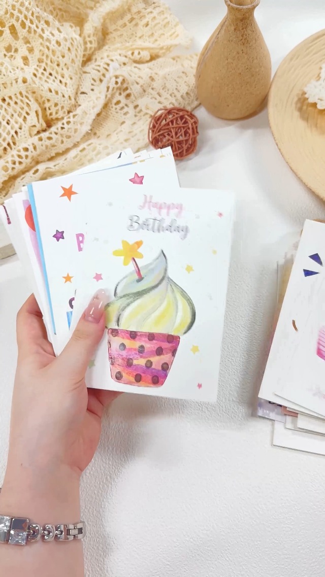 30 Watercolour Birthday Cards With Envelopes, Happy Birthday Card