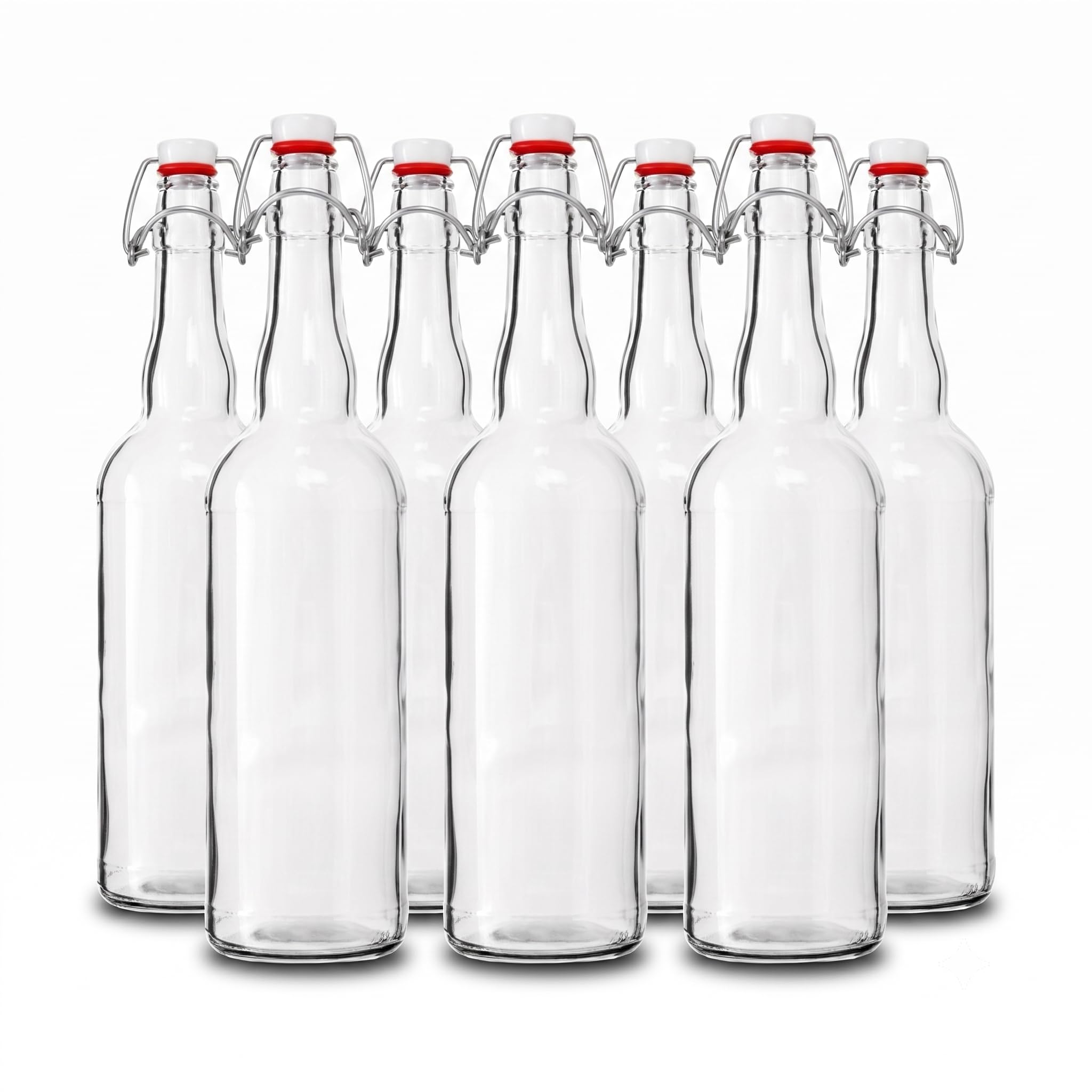 Do It At Home 750ml Clear Glass Beer Bottle with Swing Top, Premium Reusable Flip-Top Pressure Vessel Pack for Home Brewed Lager, Cider, Wine, Cordials, Liqueurs & Infused Spirits (Set of 6)