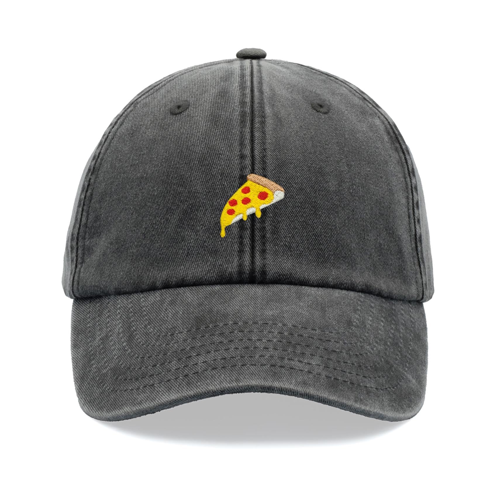 Cap Base Unisex Black Pizza Slice Baseball Cap Vintage Washed Dad Hat Adjustable