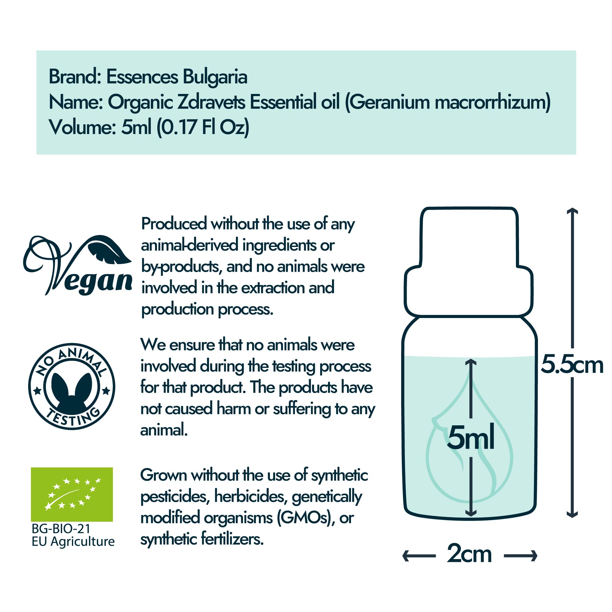 Essences Bulgaria BIO Echte Geranie Ätherisches Öl 5ml