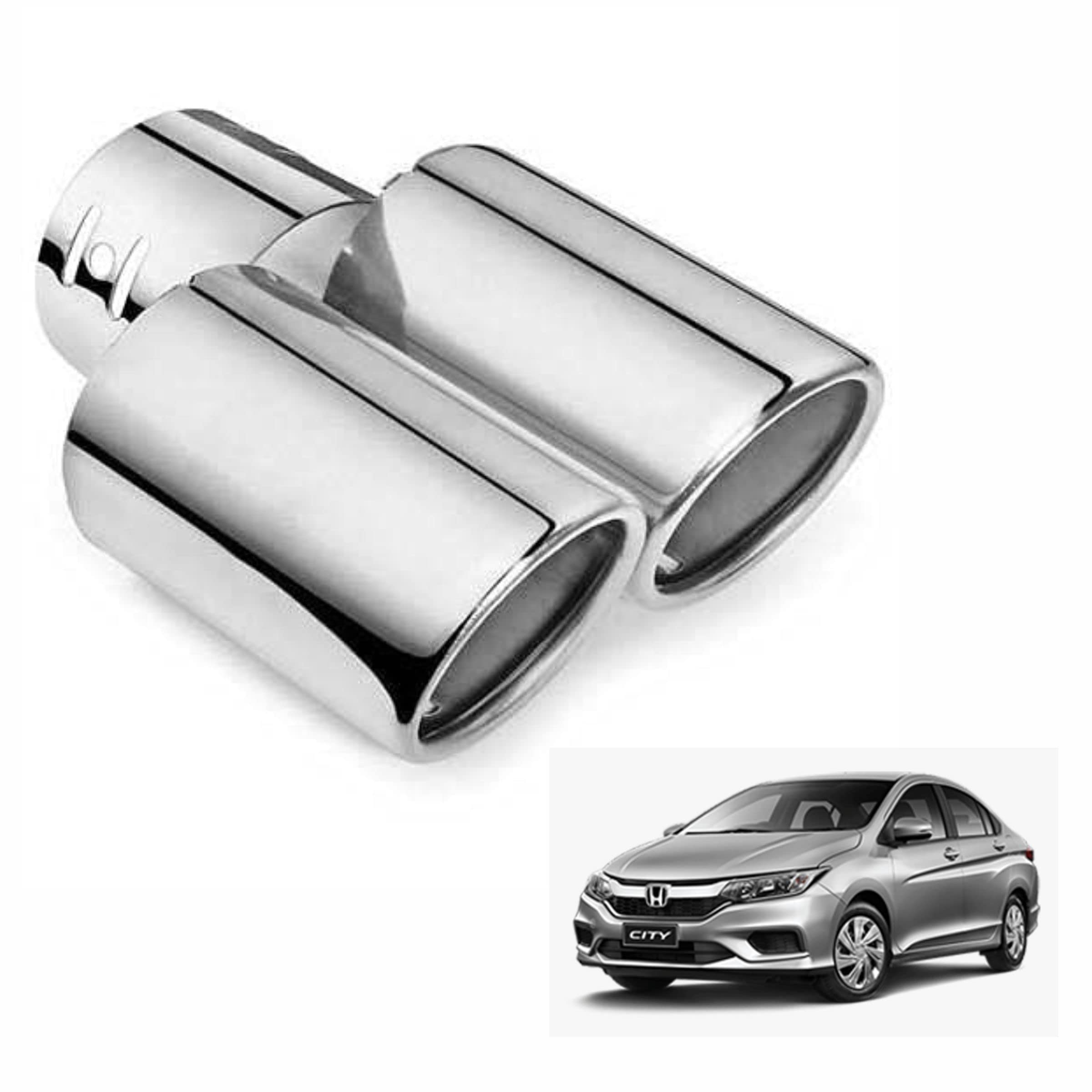 Asryd Dual Silencer Exhaust Tip Pipe Rustproof Stainless Steel Muffler Tail End Outlet 1Pcs For Honda City 2018-image-45