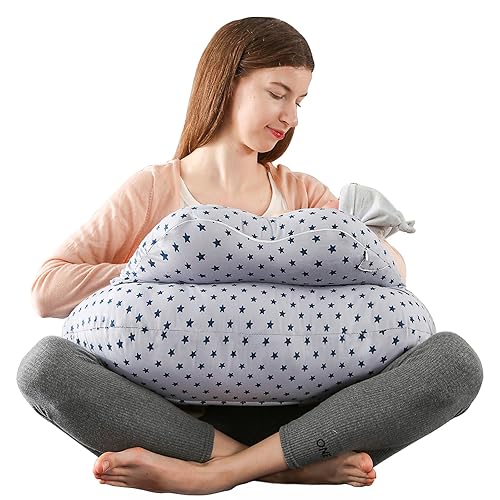 Miniatura 9 de BATTOP Almohada de lactancia para lactancia materna con funda extraíble, almohada de alimentación para más apoyo para mamá y bebé, almohada de