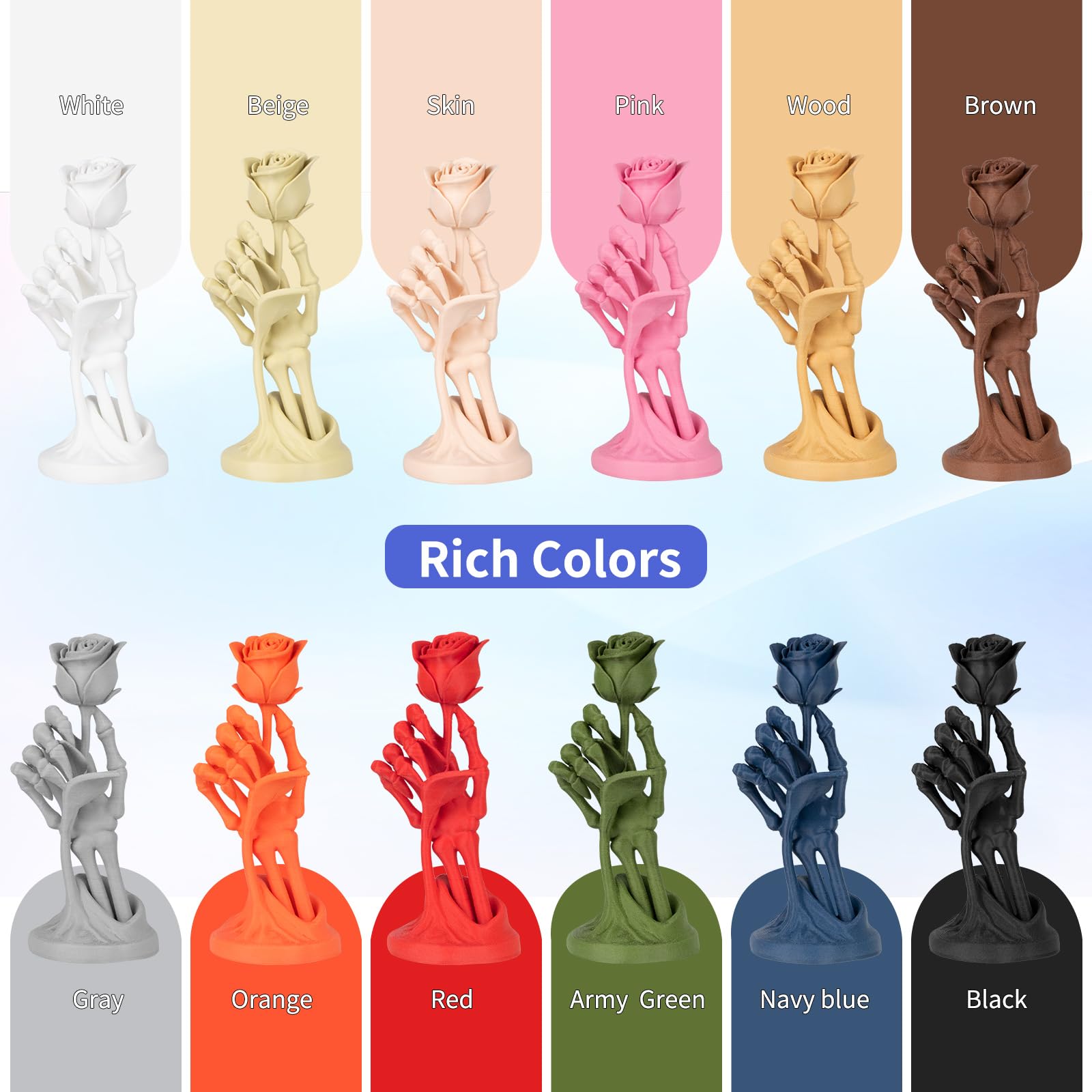 IEMAI Mate PETG Filamento 1.75mm 4KG, Beige/Marrón/Azul Marino/Verde Militar, Filamento para Impresora 3D PETG de Fuerte Tenacidad, Compatible con impresoras 3D Bambu Lab