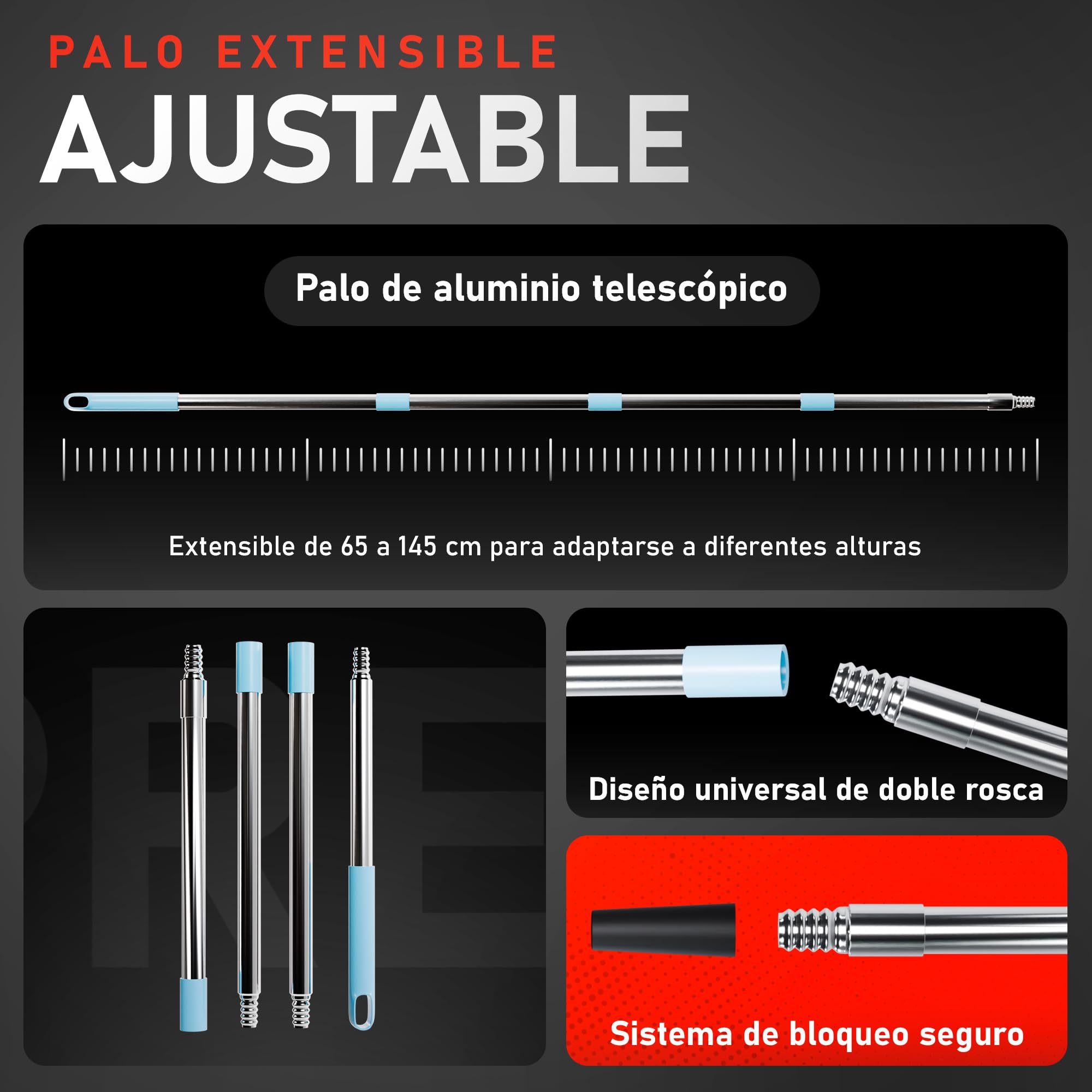 Kit de Autonivelante para Suelo de Cemento | Incluye Rodillo de Púas 11mm, Rascador nivelador de Acero Inox, Suela de Zapatos con Clavos, Palo Telescópico, Rodillos, Espátula y Guantes