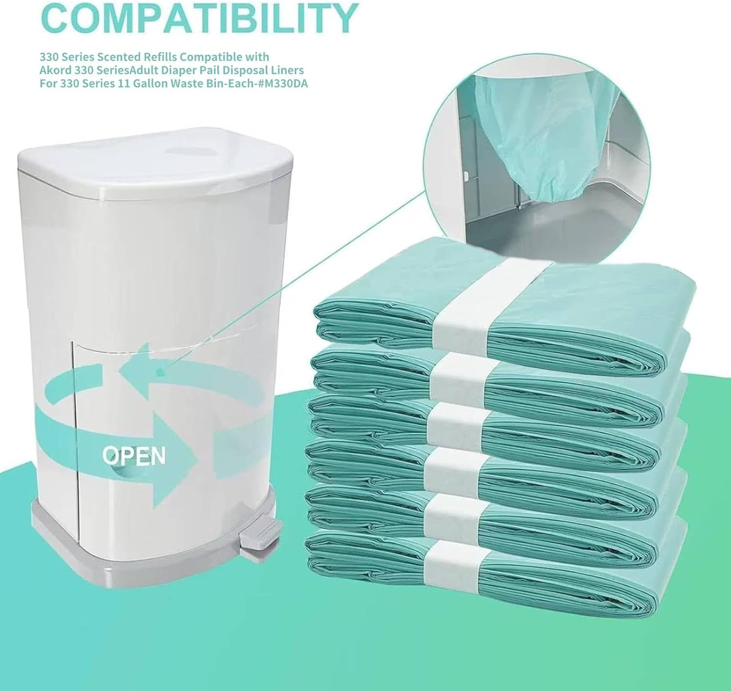Adult Diaper Liner Refills Compatible with Janibell Akord 330 Slim Model Adult Diaper System, A Single Liner Pack Will Last for Over 500 Briefs Using 6PACK