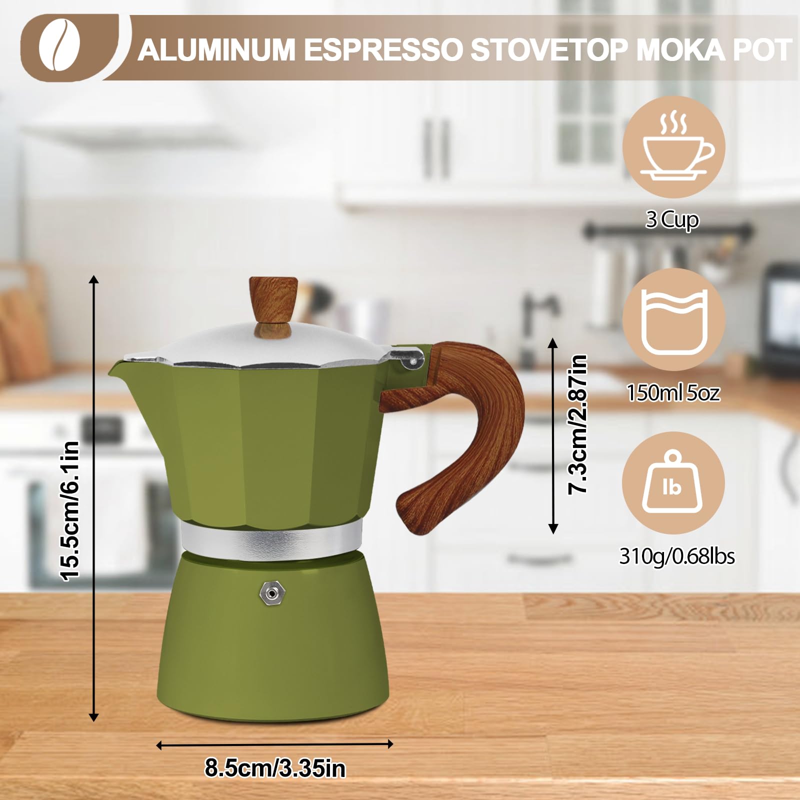 Amazon.com: Mogrecha Aluminum 3 Cup 150ml Moka Pot Express Coffee