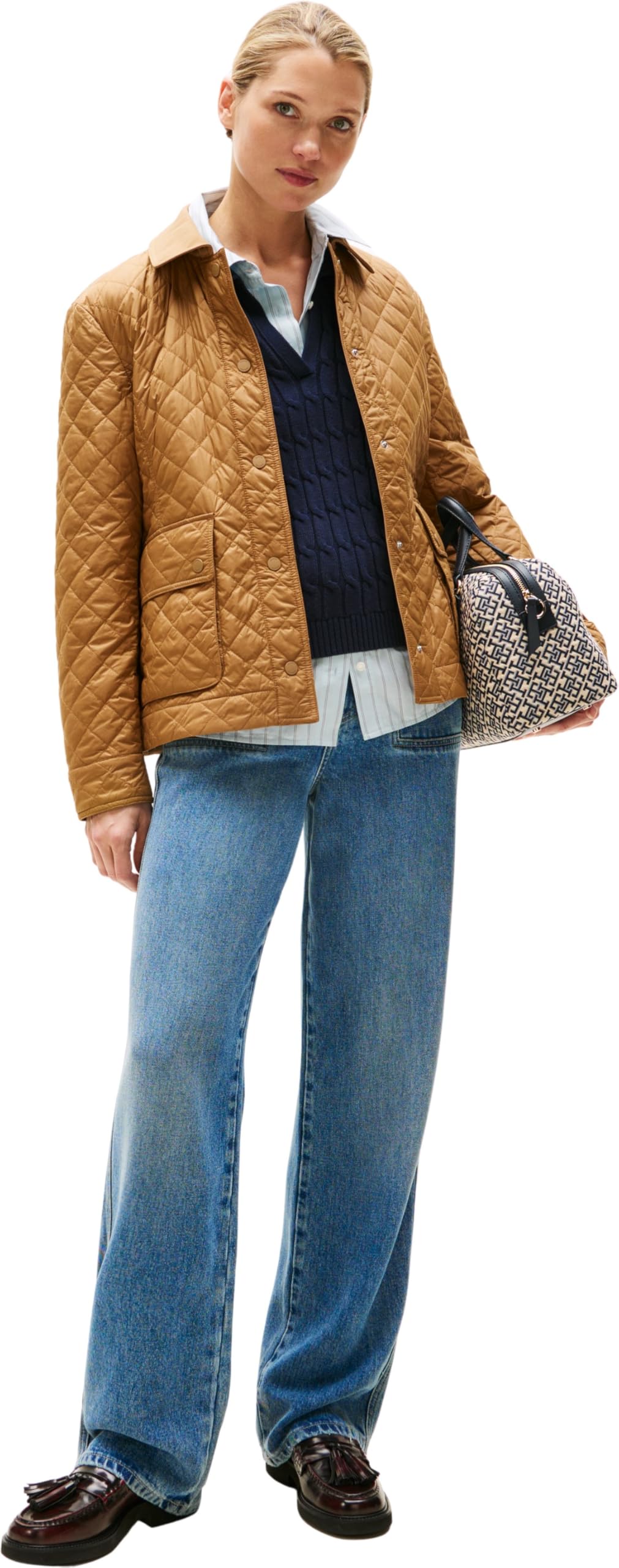 Tommy Hilfiger Cazadora acolchada Mujer Padded Nylon Slim Quilted con cuello francés