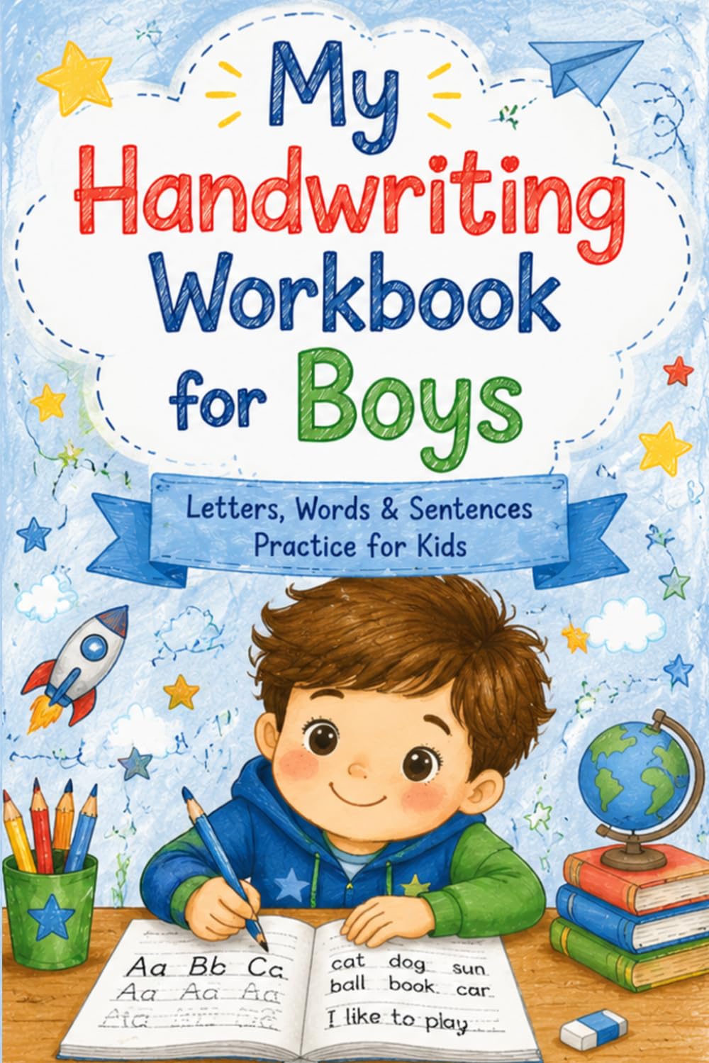 My Handwriting Workbook for Boys: Letters, Words & Sentences Practice for Kids