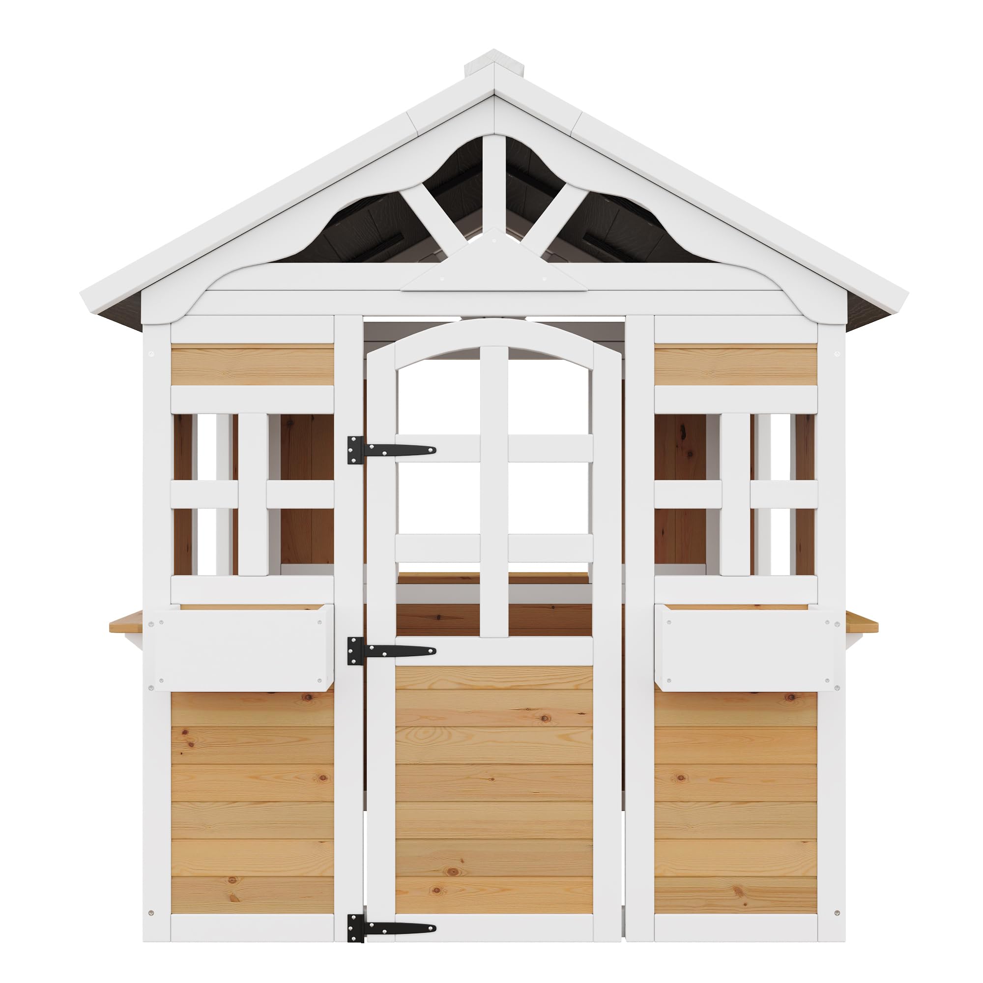 Casetta da giardino per Bambini, Casetta sull'albero per Bambini con Porte e finestre, in legno massello, Casette giocattolo da esterno resistente alle intemperie, 113 x 100 x 132 cm