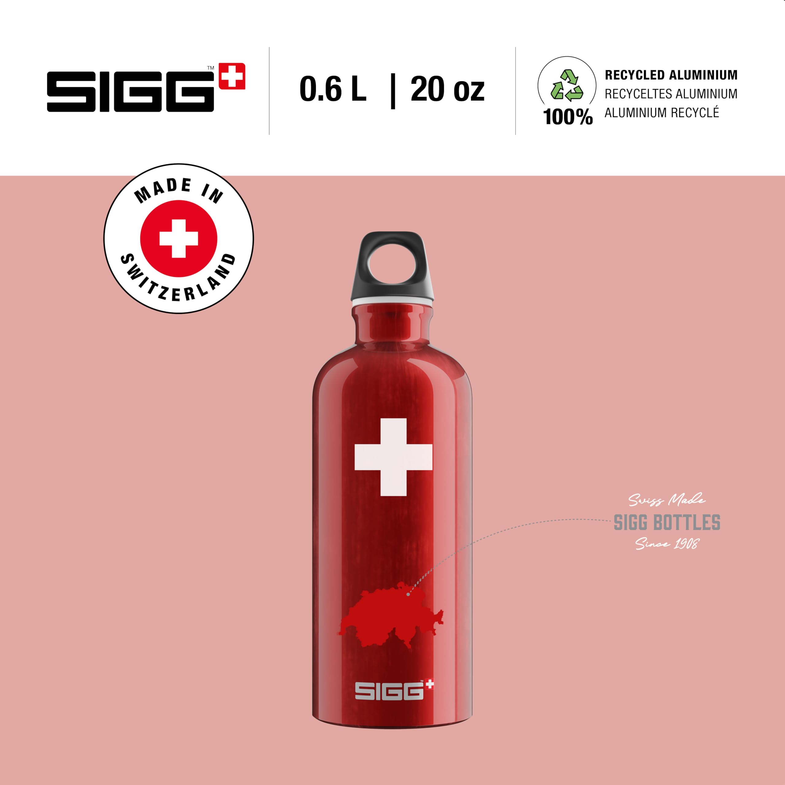 Sigg, Aluminium Water Bottle, Traveller Swiss Country, Climate Neutral Certified, Suitable For Carbonated Beverages - Image 2