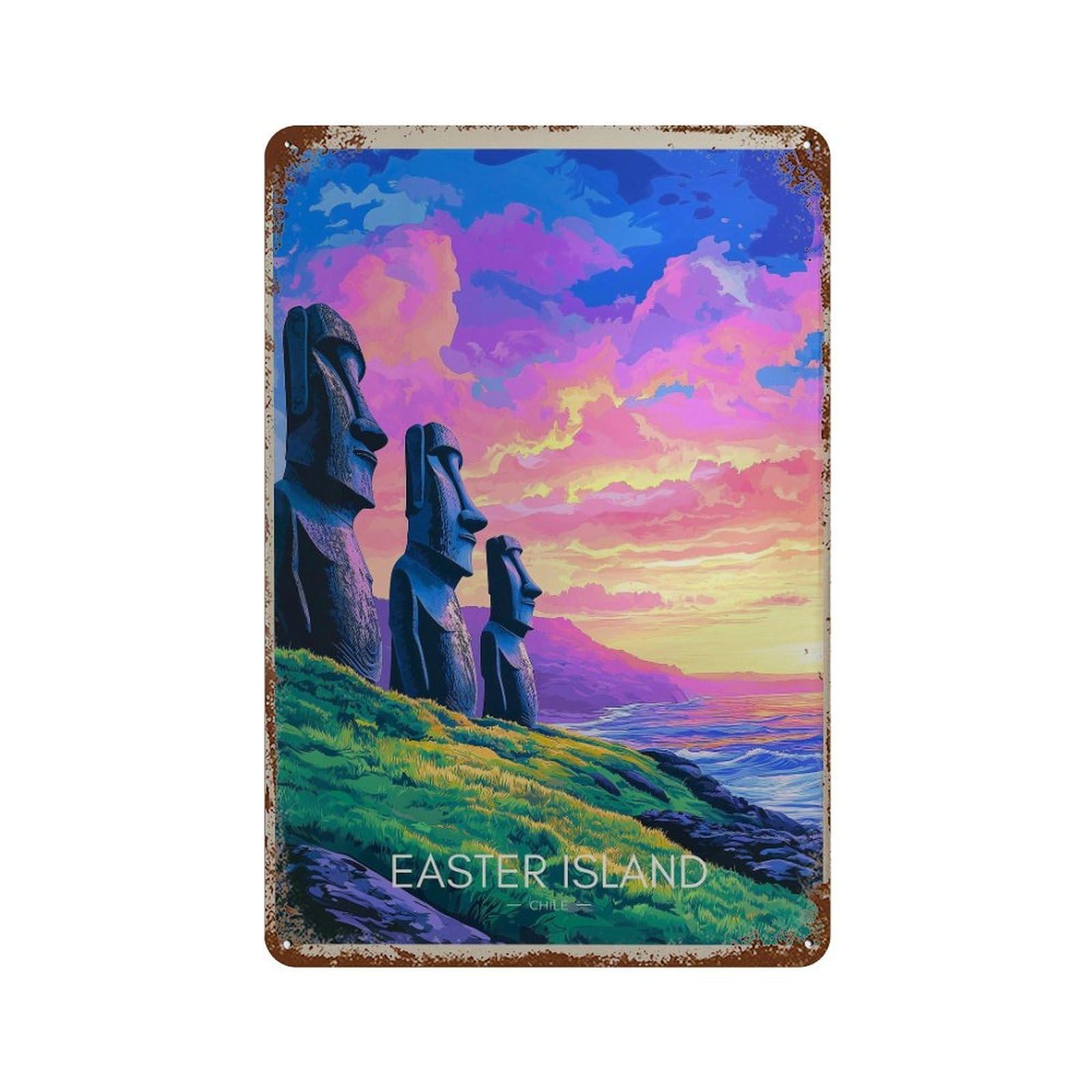 xiaoxiaoshen Easter Island Travel Rapa Nui Wall Decor Art Metal Tin Poster Modern Home Decor Art Home Bar Shop Decorations Vintage Sign 30x20cm