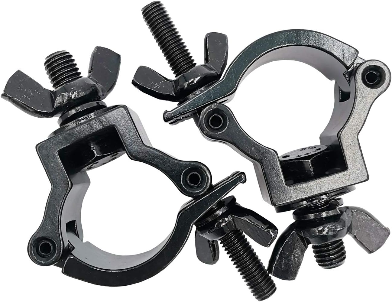 2 Pcs DJ Lighting Clamps 1-1/4" - 1-3/8" Lighting Mount Fits 32-35mm OD Pipe Heavy Duty 165 Lbs Hook Clamps Aluminum Alloy for Stage Light Black