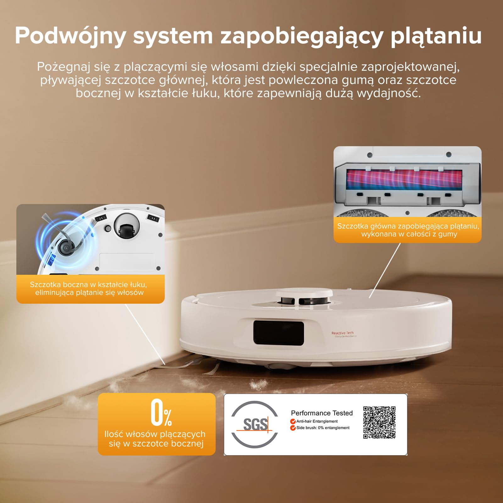 roborock QV 35A Set robot odkurzający, 8000Pa HyperForce, wielofunkcyjna stacja, mop obrotowy 200 obr./min i podnośnik 10 mm, zapobieganie splątaniu, unikanie przeszkód, mapowanie