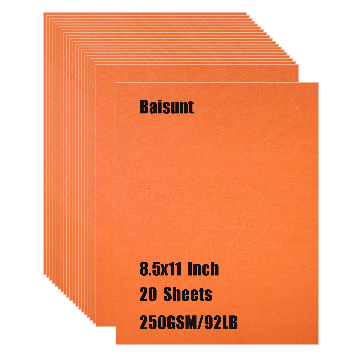 Baisunt 20 Sheets Bright Orange Cardstock Thick Blank Craft Paper for DIY Art Project, Scrapbook, Cards and Invitations Making(8.5 x 11 Inches)