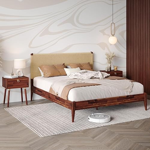 Miniatura 139 de Bme Dinkee - Base de cama de tamaño matrimonial sin cabecera, 15 pulgadas, minimalista y moderna, madera de acacia, 12 listones de madera para