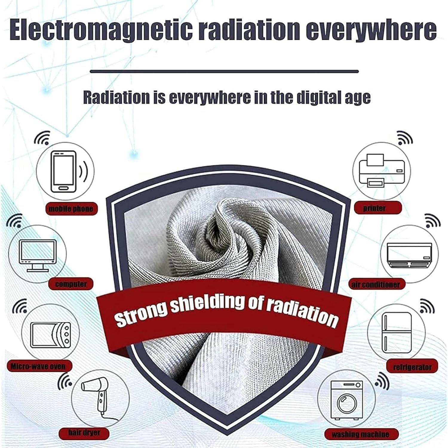 Odzież ochronna Srebrne włókno Ekranowanie 360° Telefon komórkowy Odzież ochronna przed promieniowaniem pola elektromagnetycznego Srebrna koszulka ciążowa XL(L)