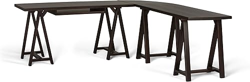 Miniatura 197 de SIMPLIHOME Sawhorse - Mesita de noche de madera maciza de 24 pulgadas de ancho, moderna, industrial, color gris envejecido, para sala de estar y