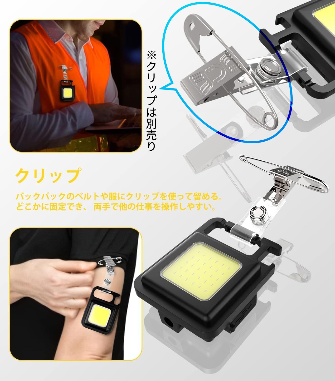 Amazon.co.jp: 超高輝度LED小型懐中電灯 COBライト ミニ投光器