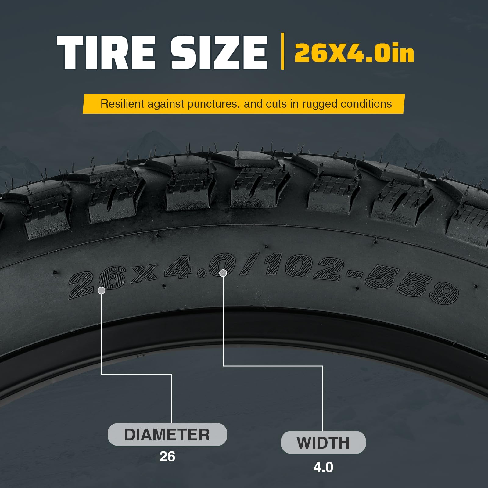 WEEROCK Heavy Duty 20/26" opony do roweru elektrycznego 20/26 x 4,0, składane, do rowerów elektrycznych i górskich, górskich, terenowych