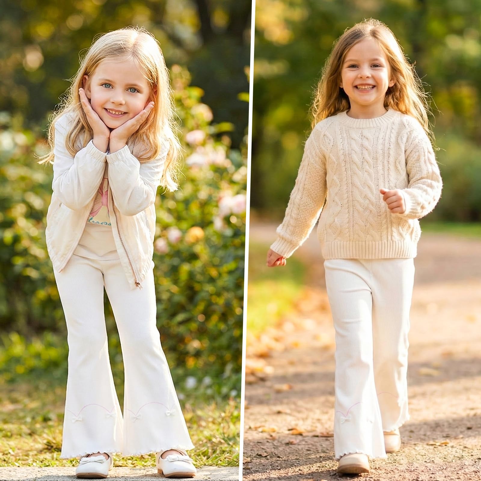 Leggings Acampanados para Niñas Algodón Bootcut Elásticos Pantalones Acampanados Largos Campana Pantalón Cintura Alta Mallas Yoga Ocio Correr Primavera Otoño para Infantiles 3-11 años