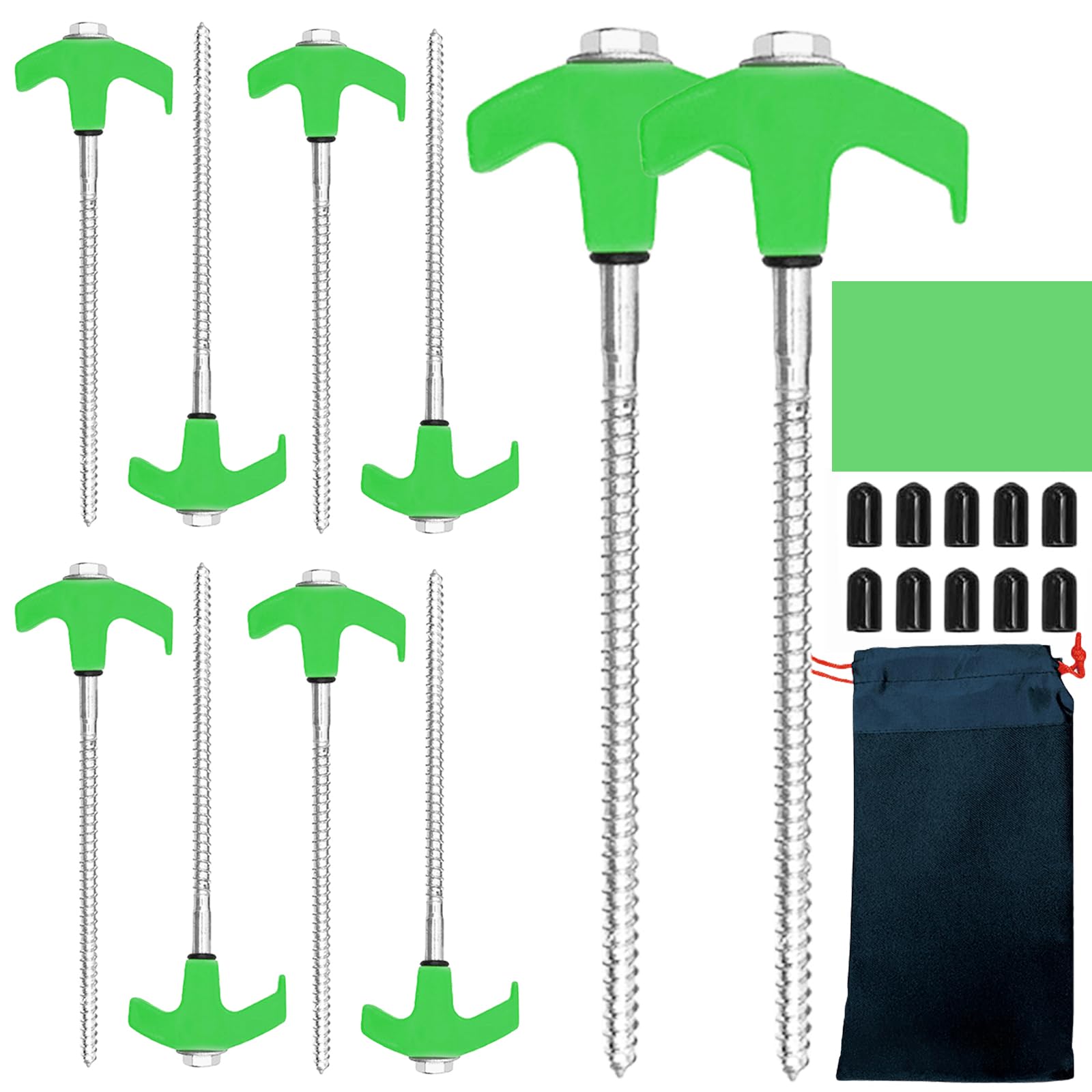 20 Stück Drehbare Zeltheringe 20,5cm - Schraubhaken Für Harten Boden Mit Aufbewahrungsbox