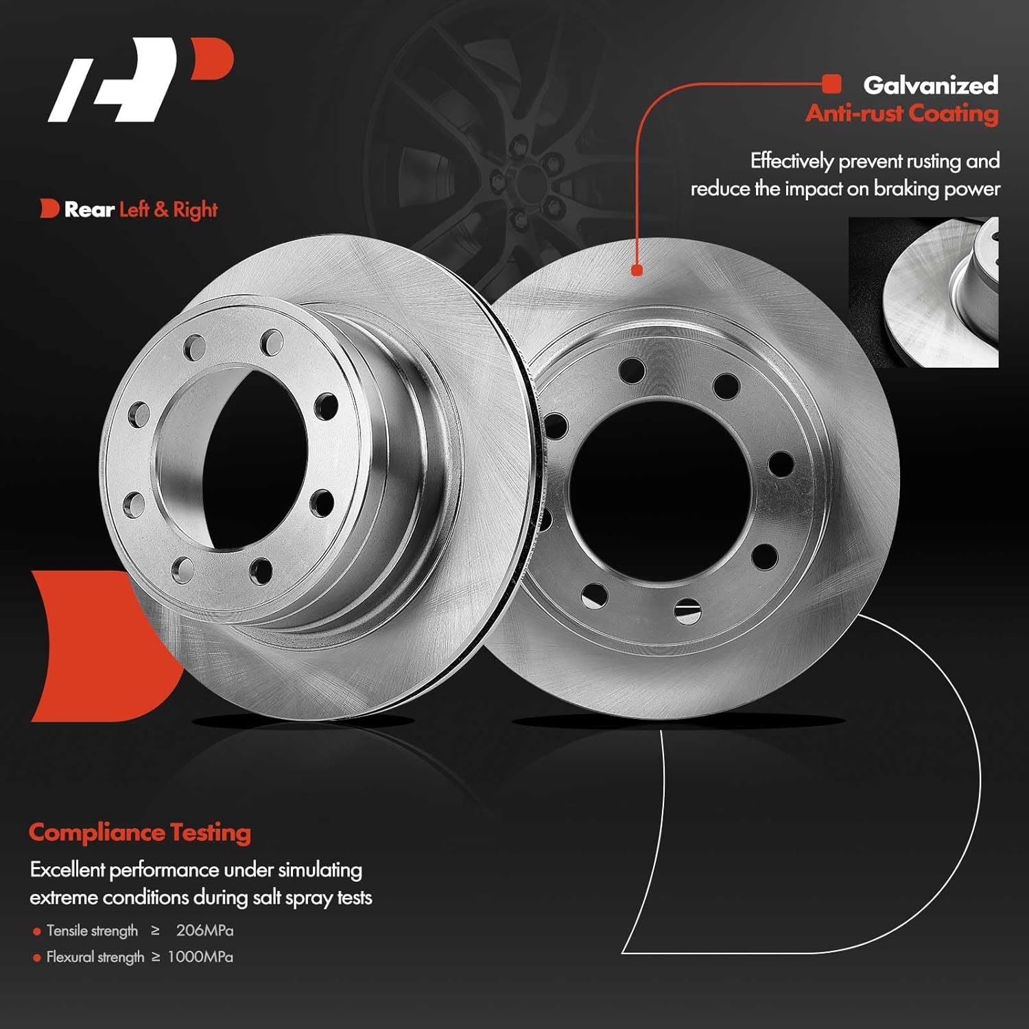 A-Premium 13.87 inch (352.4mm) Rear Vented Disc Brake Rotors + Ceramic Pads Kit Compatible with Select Dodge Models - Ram 1500 2006-2008, Ram 2500 2003-2008, Ram 3500 2003-2008, 6-PC Set