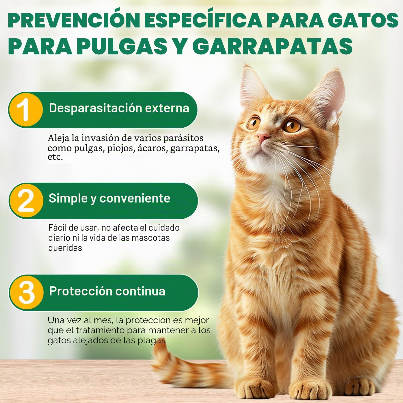 Fllea Y Garrapatas Protección para Gatos Y Gatos, Gotas Naturales para Desparasitar Gatos,2 x 6 Pipetas Fllea- Y Protección contra garrapatas, Fórmula de Extracto de Garras Segura Fórmula Fórmula de