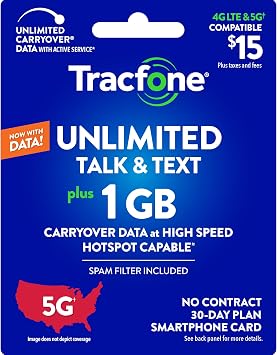 Tracfone $15  & 1GB /30