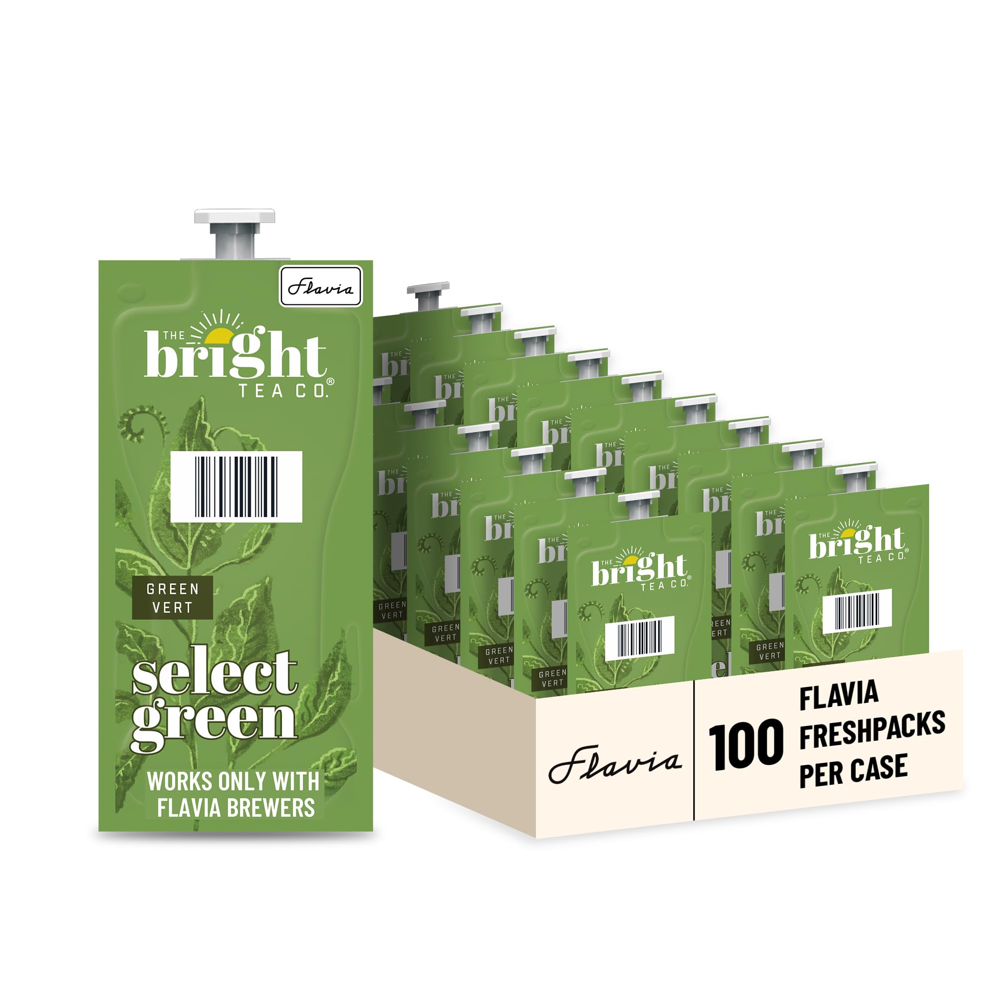 Bright Tea Co. Select Green Tea Freshpacks works only with Flavia Brewers (Case of 100)