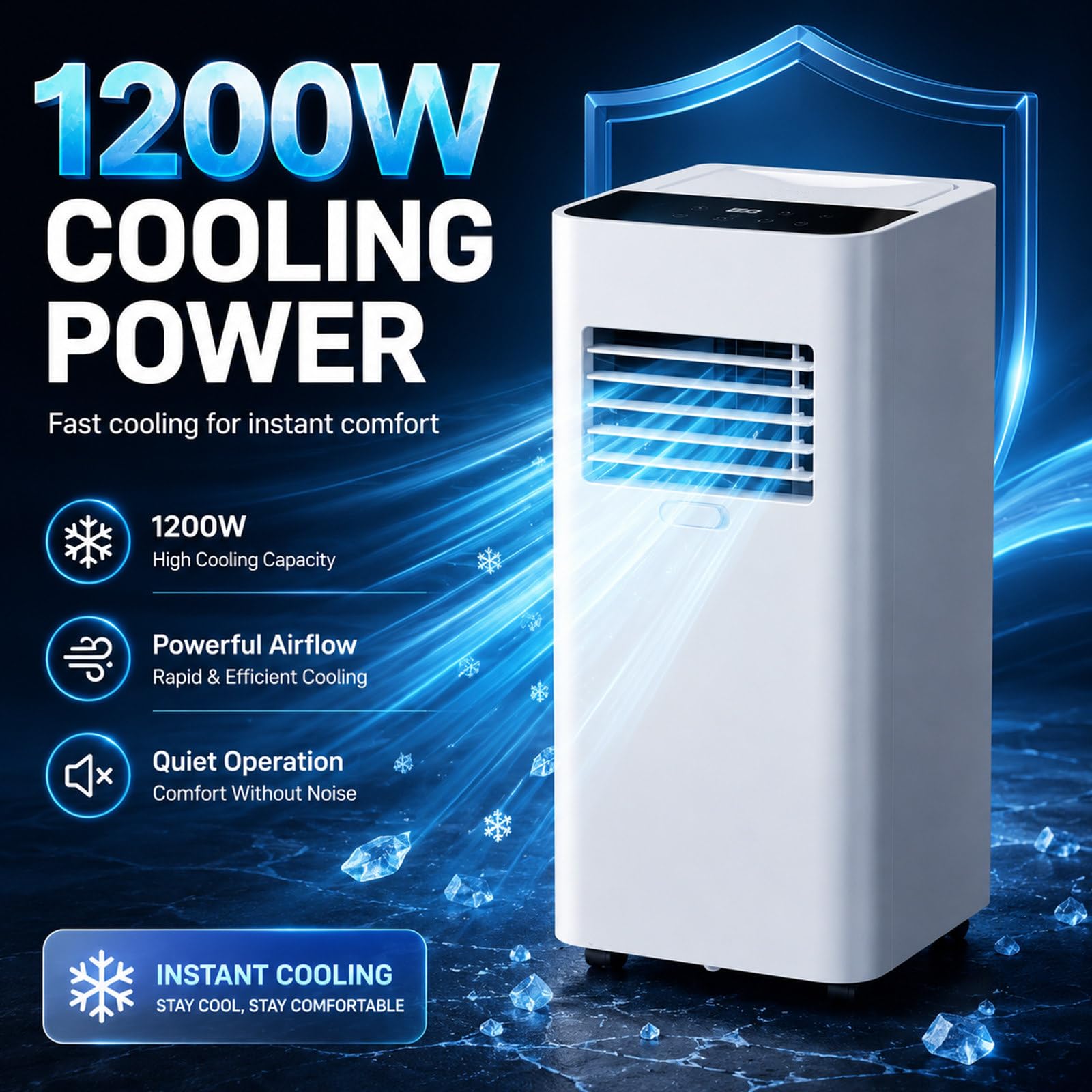 Billg Aire Acondicionado Portátil sin Tubo Exterior Enfriador de Aire sin Instalación con Mando Climatizador, Temporizador 24h, Bajo Consumo para Dormitorio y Cocina