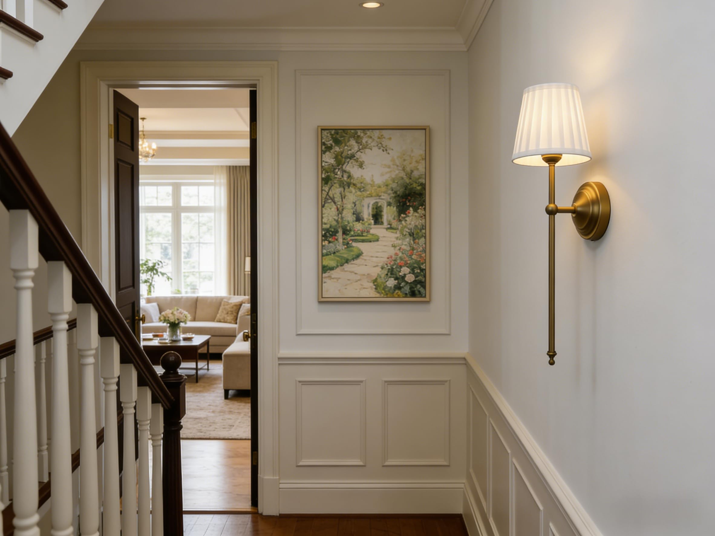 Wall Sconce Lighting Pleated White Fabric Boho Decor Industrial Vintage Bedside Nightstand Light Wall Mounted Lamp Fixture for — view 4