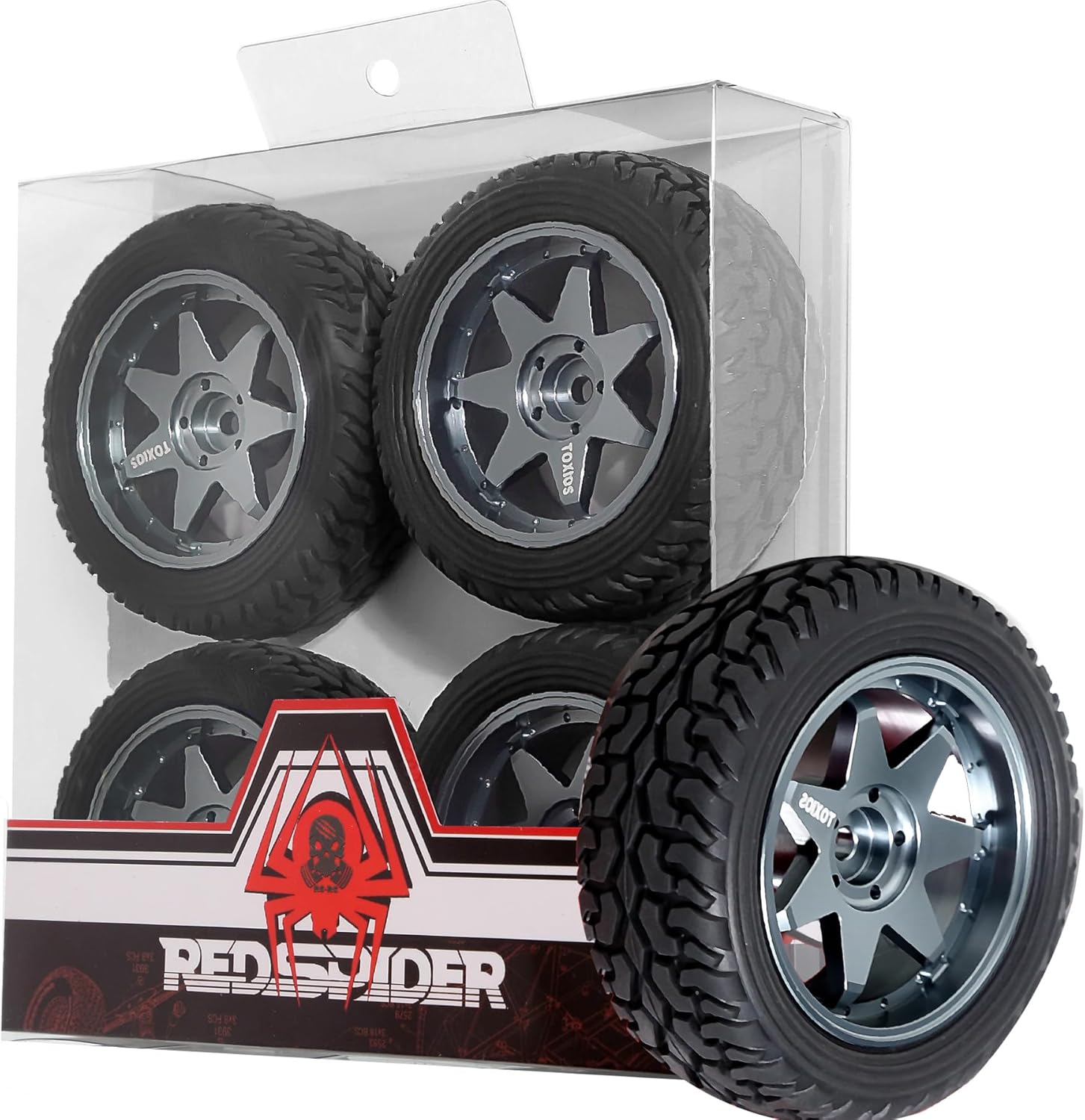 REDSPIDER 1/10 RC Rally Car Tyres 12mm Hex Hub Rubber Tires & Aluminium Wheel Rims OD 75mm/2.95'' for 1/16 1/14 1/12 1/10 RC Touring Car On-Road Off Road Buggy (Titanium)