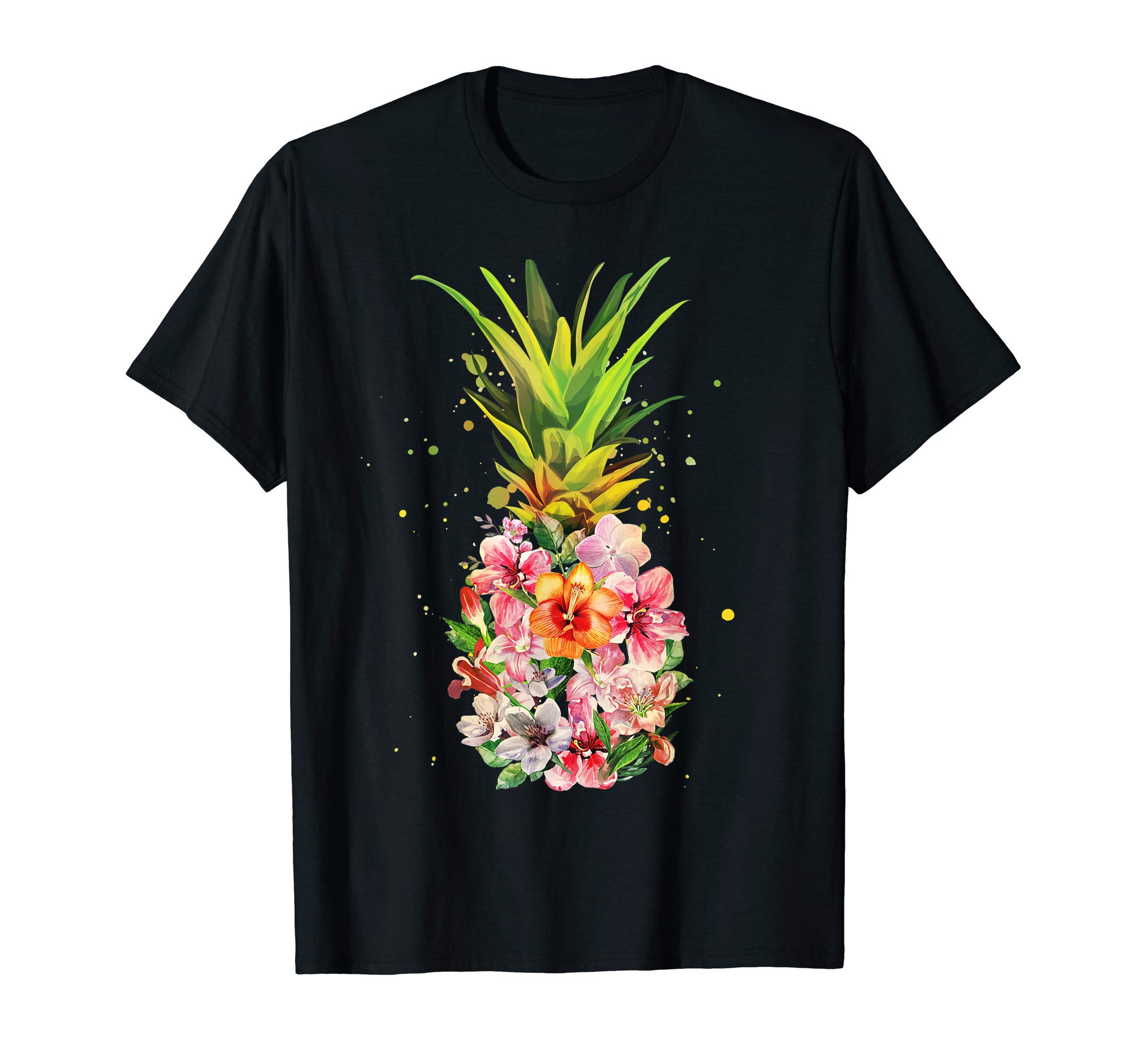 Pineapple Flowers Women Aloha Hawaii Vintage Hawaiian Floral T-ShirtOEKO-TEX STANDARD 100