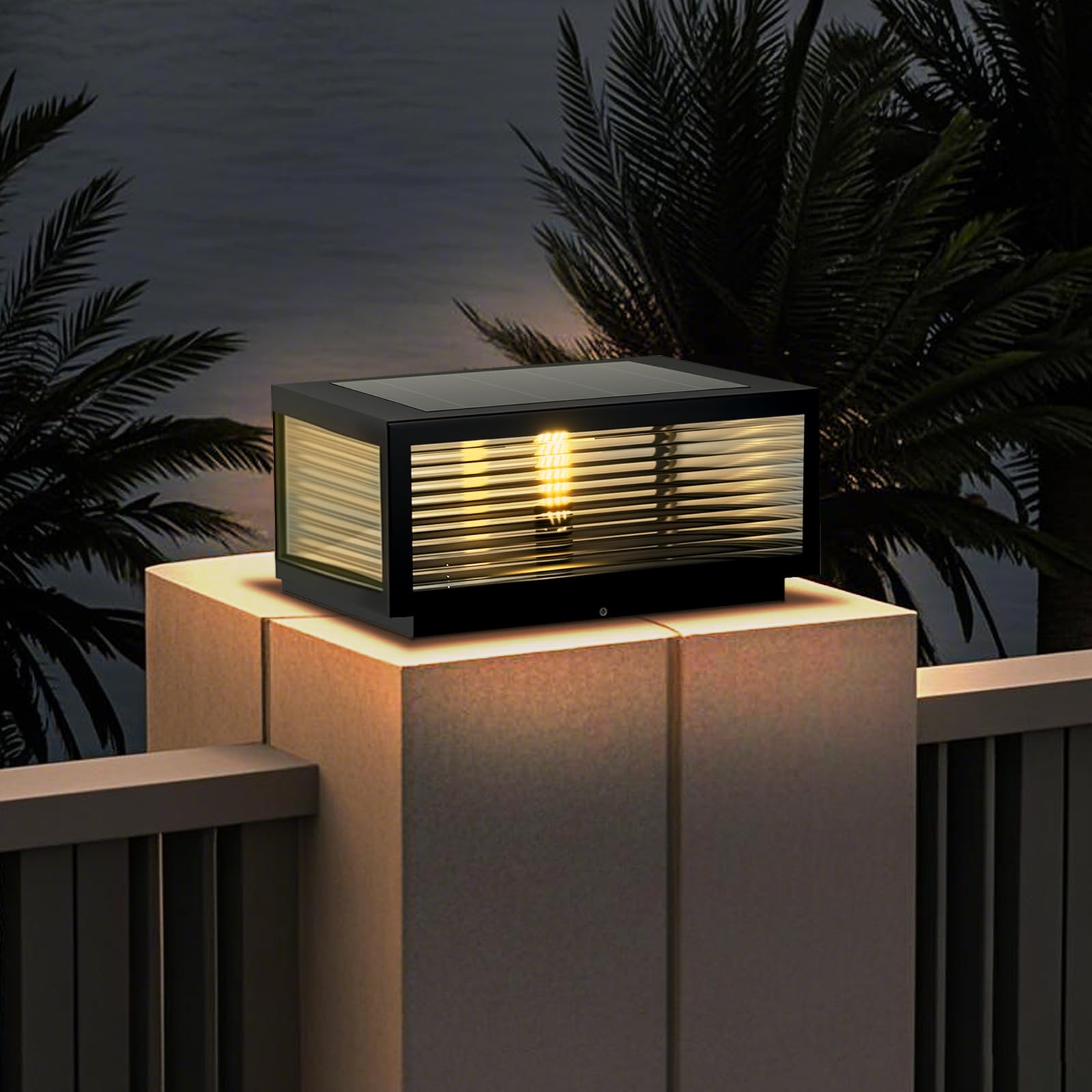 DAHGEO Solar Outdoor Post Light Luxury Modern Solar Outdoor Column