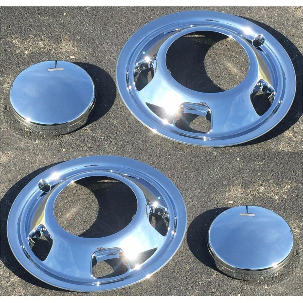 Paviitel Chrome Simulators and Centers for Dodge for Ram 3500 2003-2010,for Ram 3500 2011-2016 1-Ton Truck Dually Full Set Left Right Front Rear Chromed Plastic 570-8009 570-8010