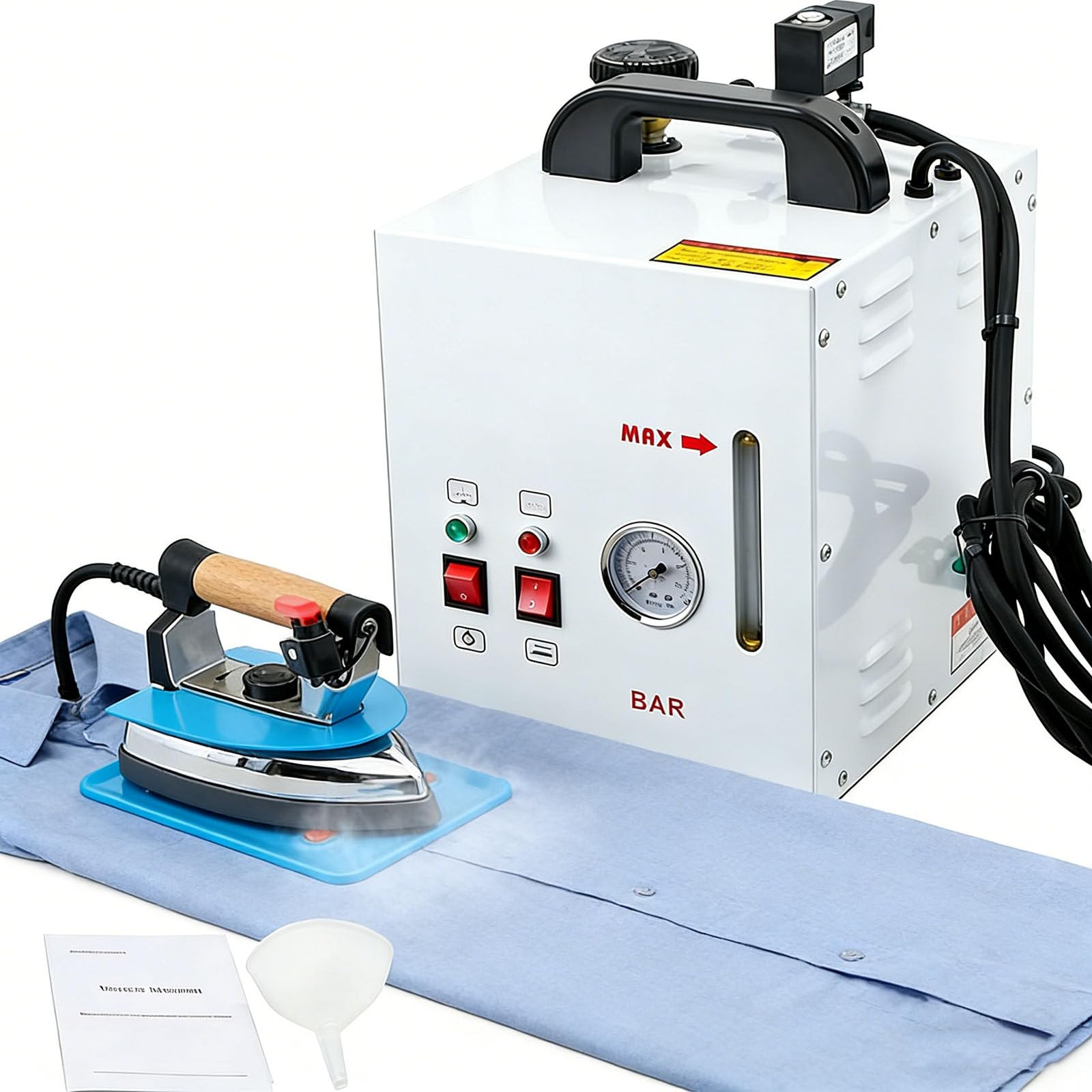 Plancha Profesional de 1600 W, Vaporizador Industrial de Acero Inoxidable con DepóSito de 4 L y 5 L, Ideal para Tiendas de Ropa, TintoreríAs, LavanderíAs y SastreríAs.