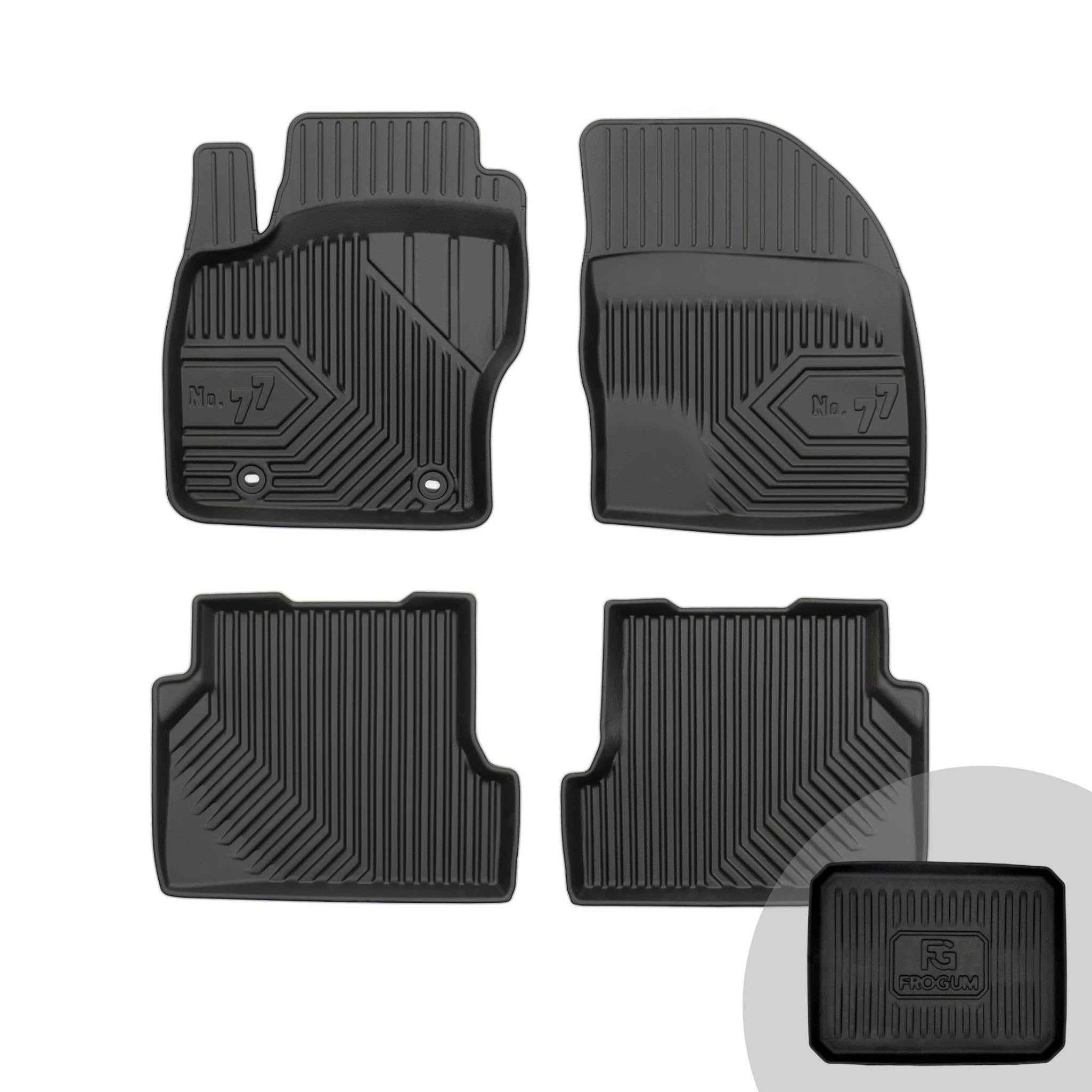 FROGUM No.77 Alfombrillas para Coche Alfombras para Ford Focus II 2004-2011 | Borde Alto | para Todo el año | Tamaño