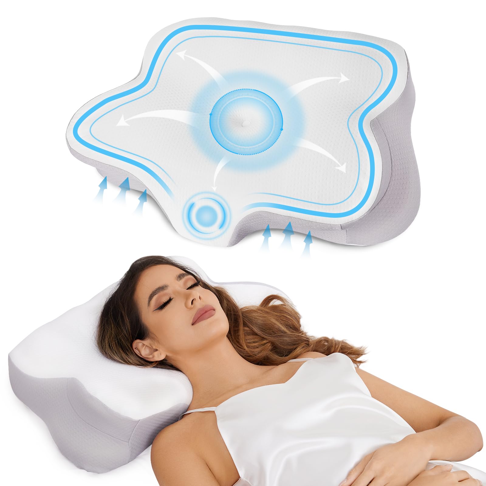 Desol Cervical Pillow for Neck Pain Relief, Contour Memory Foam Pillows, Ergonomic and Orthopedic Pillow for Side Stomach Sleepers with Removable Pad