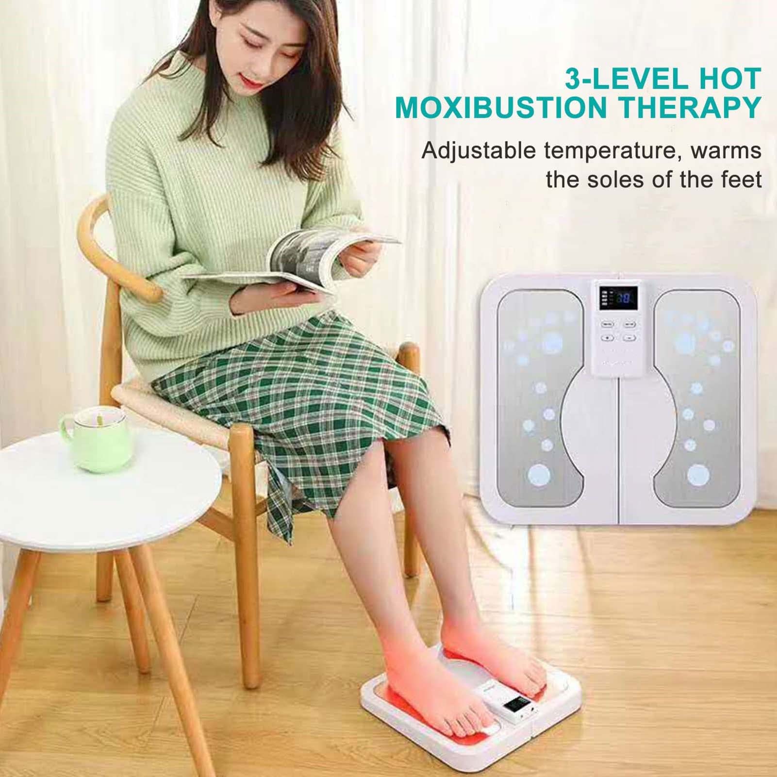 BAABJI Masseur de Pieds électrique,Stimulateur Circulatoire,Appareil d'Électrostimulation Musculaire avec Électrodes - Jambes Lourdes, Circulation Sanguine, Arthrose - 10 Programmes - 50 Intensités