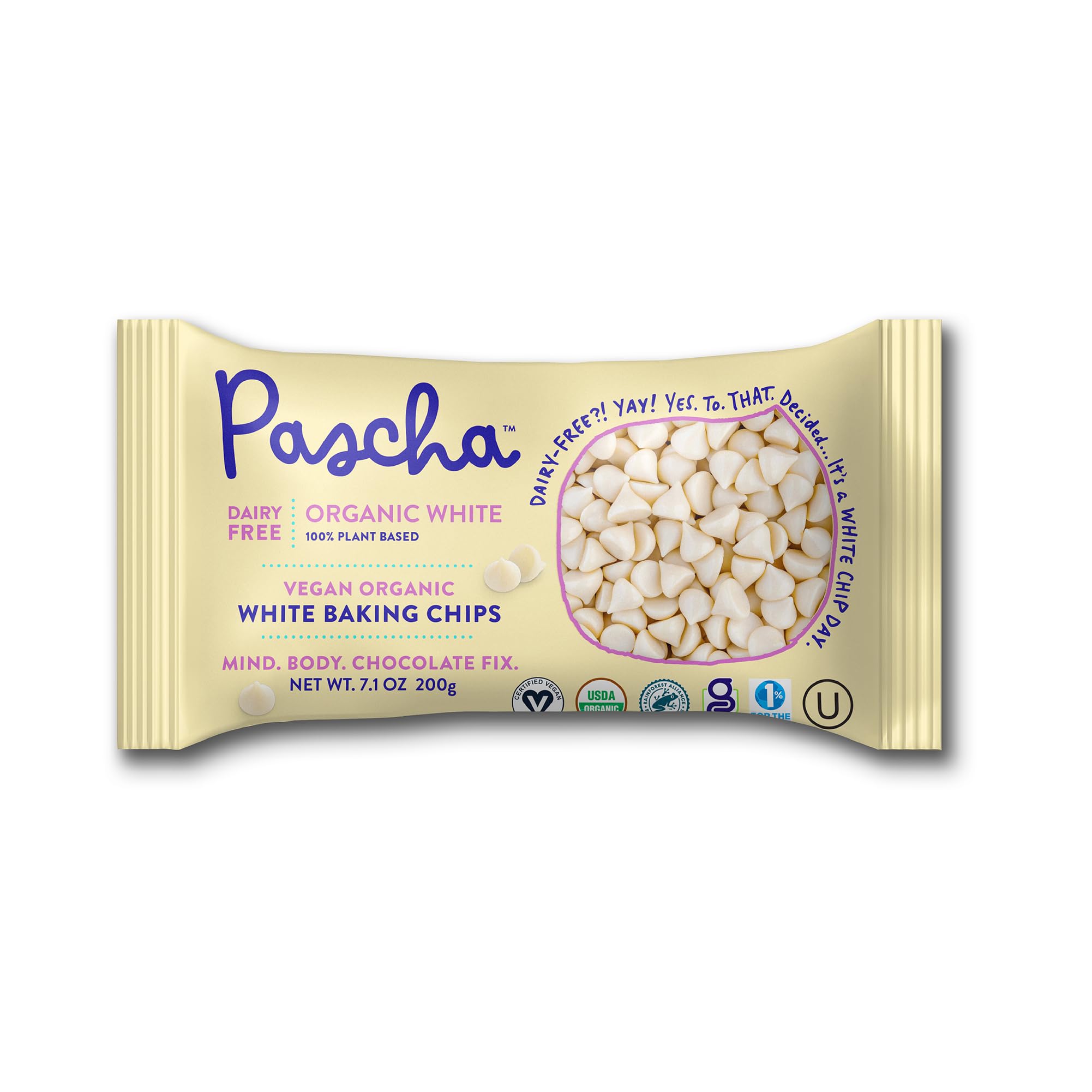 Pascha Organic Vegan White Baking Chips - Dairy-Free Alternative - Rice-Based Bulk Baking Chocolate - Allergen-Free & Plant-Based - Rainforest