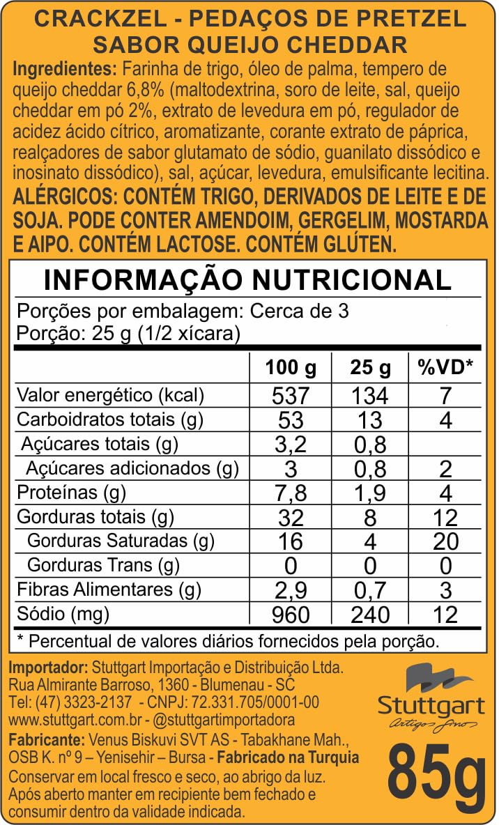 Crackzel Cheddar Cheese Pretzel Pieces 1 x 85 gr - Morceaux de bretzel avec assaisonnement au cheddar